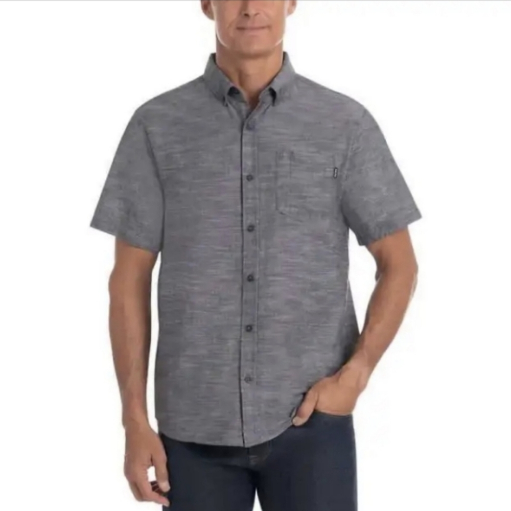 Hurley Men's Grey Short Sleeve Woven